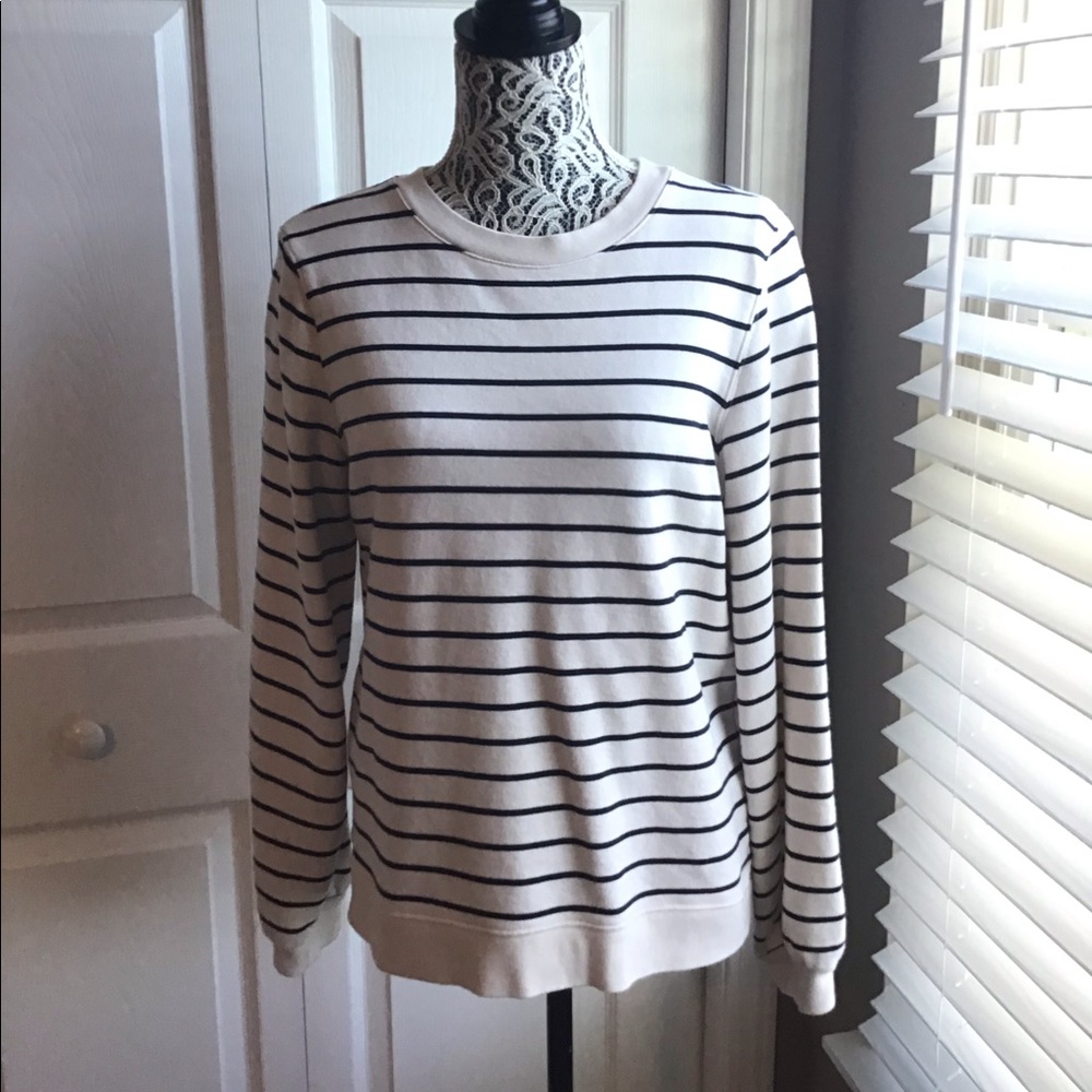 Banana Republic Cream & Navy Striped Sweatshirts